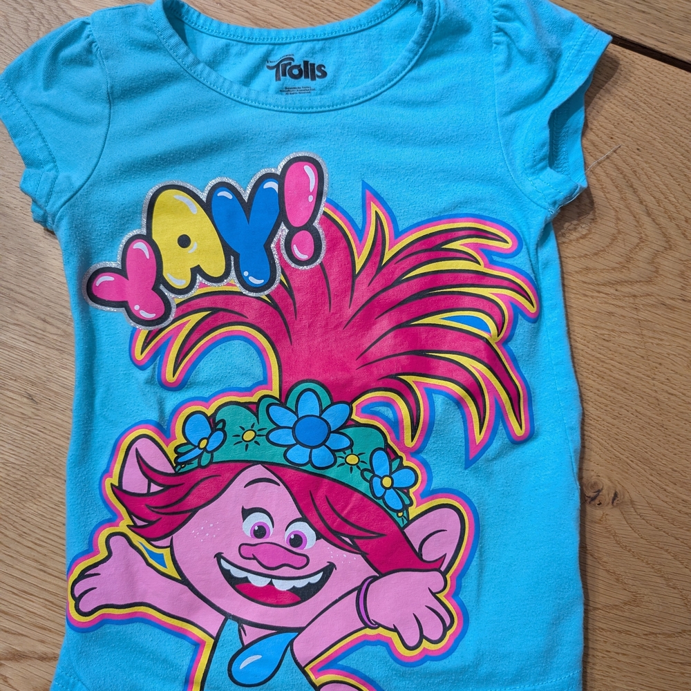Trolls Kids Turquoise Tee with Pink Graphic